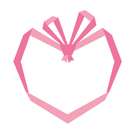 Banner heart and ribbon - graphic for print web and advertising - pink vector illustration on white backgroundのイラスト素材