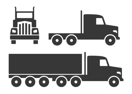 Semi trailer truck vector - Isolated lorry cargo vehicle set on white backgroundのイラスト素材