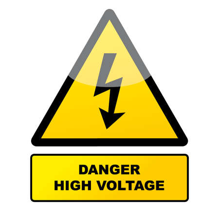 Caution - High Voltage Sign. Danger symbol. Vector illustration isolated on white backgroundのイラスト素材