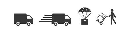 symbol and sign of distribution, supply and delivery - vector icon collection on white backgroundのイラスト素材