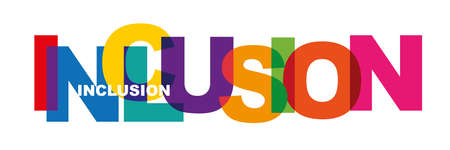 Inclusion vector illustration colorful text isolated on a white backgroundのイラスト素材