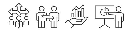 Set of business people business Vector Line Icons. Editable Stroke on white background for web and printのイラスト素材