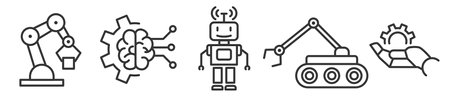 Icon Set of robotics and automation - Vector Illustration - Editable Thin Line Icons Collection on white Background for Web and Printのイラスト素材