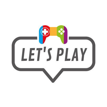 Let's Play speech bubble - Let's Play colorful gamepad sign - Vector Illustration on white backgroundのイラスト素材