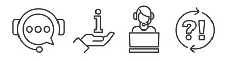 Icon Set of advice, support and customer service - Vector Illustration - Editable Thin Line Icons Collection on white Background for Web and Printのイラスト素材