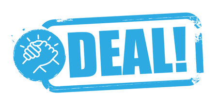 Blue rubber stamp "Deal" typographic. Promotion vector illustration conceptのイラスト素材
