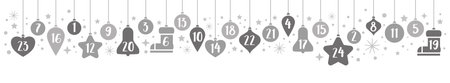 Advent calendar silver - vector illustration for Christmas decorationのイラスト素材