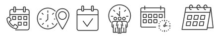 Icon Set of schedule, date and calendar - Vector Illustration - Editable Thin Line Icons Collection on white Background for Web and Printのイラスト素材