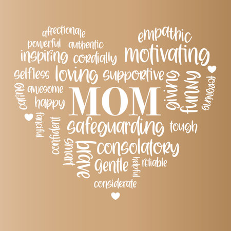 Mother's day greeting card. Typographical vector text and heart on golden backgroundのイラスト素材