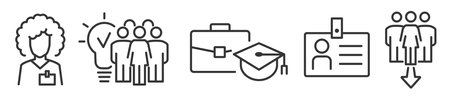 Collection of internship and apprenticeship Vector Line Icons - Outline web icon set on white background - Editable Strokeのイラスト素材