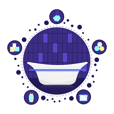 Bathroom concept illustration. Vector elements isolated on whiteのイラスト素材