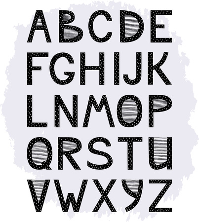 Poster with a cute textured alphabet in Scandinavian style. Abc for kids. Vector illustration. のイラスト素材