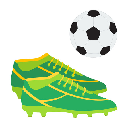 A pair of soccer boots and a ball. Football shoes vector illustration.のイラスト素材
