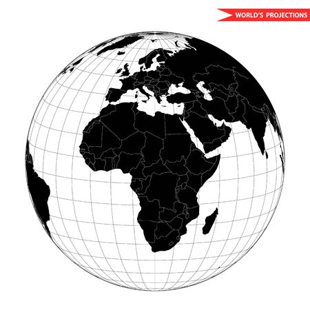 Africa globe hemisphere. World view from space icon.のイラスト素材