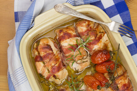 baked chicken from aboveの写真素材