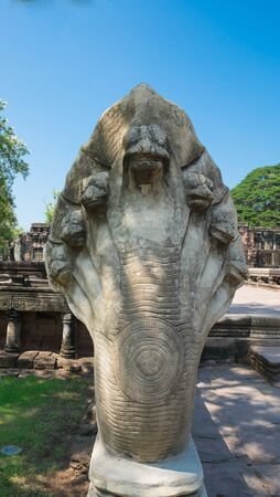Statue of serpent King at Prasathinphimai, King of Nagasの写真素材