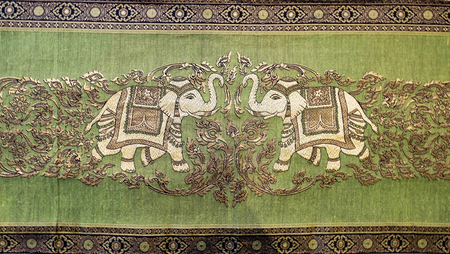 Pattern thailand fabric, Lai thai and elephant, elephant on Fabricの写真素材
