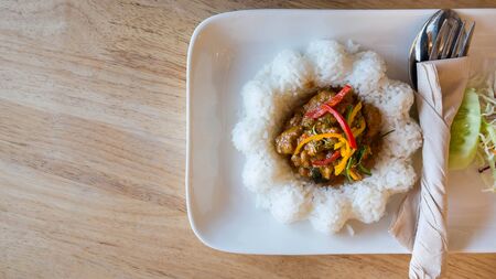 Pork curry on riceの写真素材