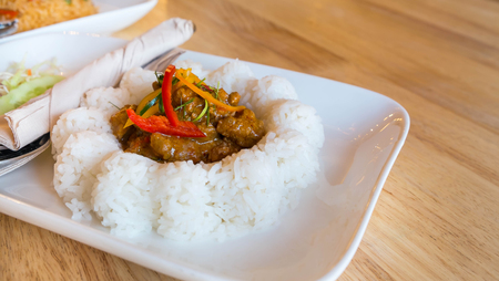 Pork curry on riceの写真素材