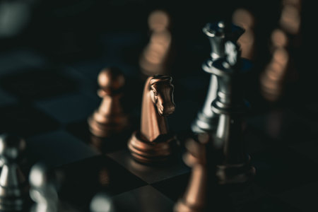 Golden chess board game. Strategy ideas concept business futuristic graphic icon.