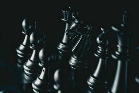 Golden chess board game. Strategy ideas concept business futuristic graphic icon.の写真素材