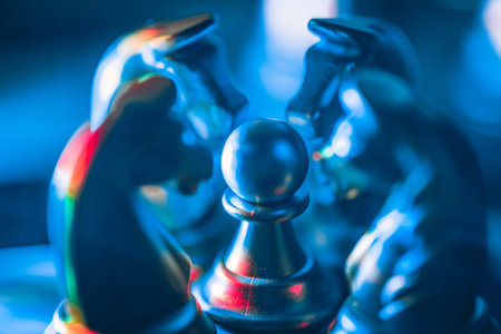 Golden chess board game. Strategy ideas concept business futuristic graphic icon.の写真素材