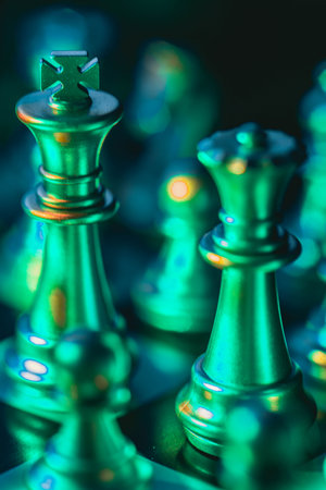 Golden chess board game. Strategy ideas concept business futuristic graphic icon.の写真素材