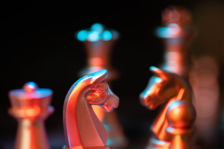 Golden chess board game. Strategy ideas concept business futuristic graphic icon.の写真素材