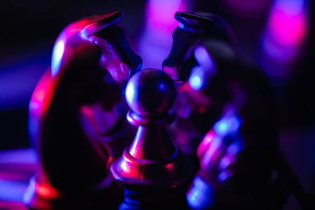 Golden chess board game. Strategy ideas concept business futuristic graphic icon.