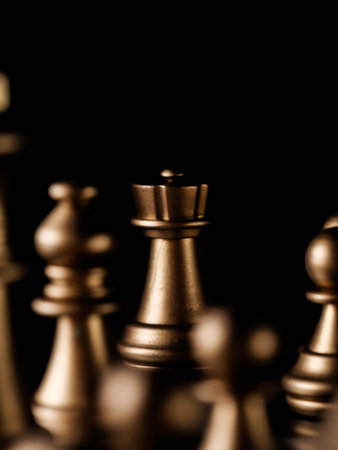 Golden chess board game. Strategy ideas concept business futuristic graphic icon.の写真素材