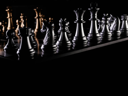 Golden chess board game. Strategy ideas concept business futuristic graphic icon.