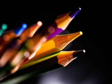 Color pencils backround. Close up macroの写真素材