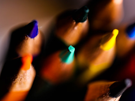 Color pencils backround. Close up macroの写真素材
