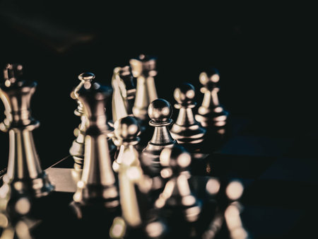Chess board game. Strategy ideas concept business futuristic graphic icon.の写真素材