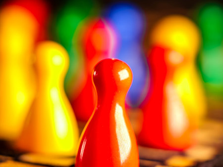 Colorful figures for ludo family board game isolated