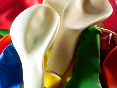 Colorful balloon are not blown. Flat view. Concept of future holidays