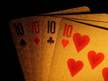 Golden Poker Blackjack playing cardsの写真素材