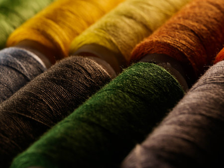 Sewing threads multicolored background closeupの写真素材