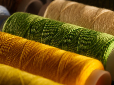 Sewing threads multicolored background closeupの写真素材