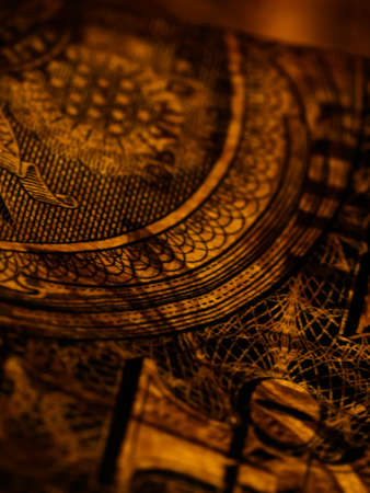 Macro photograph of a one dollar bill. George Washington portrait on the one dollar bill closeup...