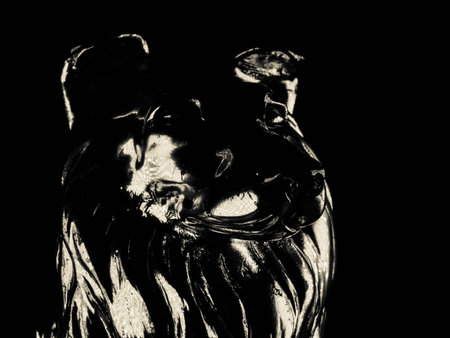 silver figurine of a Wolfの写真素材