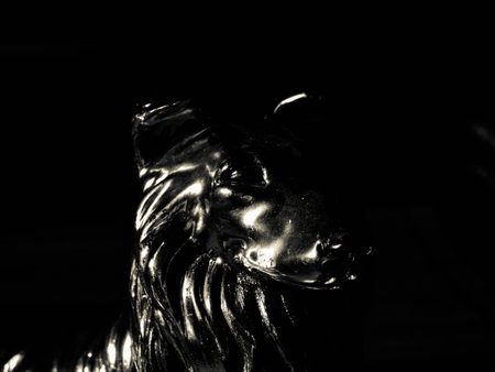 silver figurine of a Wolfの写真素材