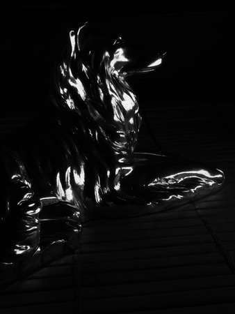 silver figurine of a Wolfの写真素材