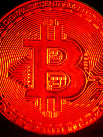 Crypto currency background with various of shiny silver and golden physical cryptocurrencies symbol coins, Bitcoin, Ethereum, Litecoin, zcash, ripple.の写真素材