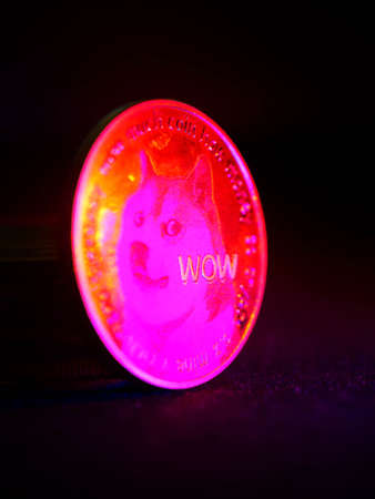 Crypto currency background with various of shiny silver and golden physical cryptocurrencies symbol coins, Bitcoin, Ethereum, Litecoin, zcash, ripple.の写真素材