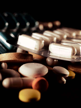 pharmaceuticals antibiotics pills medicine colorful antibacterials pills on white background capsule pill medicineの写真素材