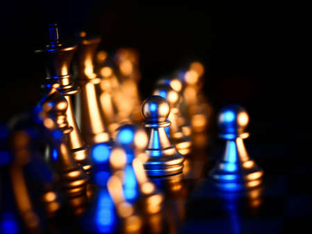 Golden chess board game. Strategy ideas concept business futuristic graphic icon.の写真素材