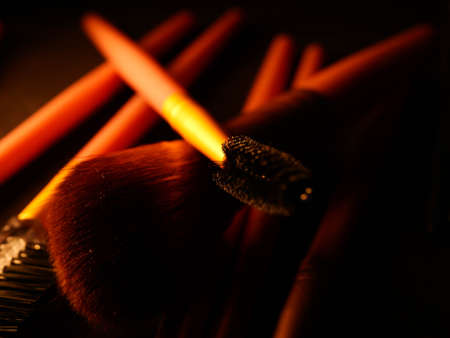 Professional makeup brushes and tools, make-up products setの写真素材