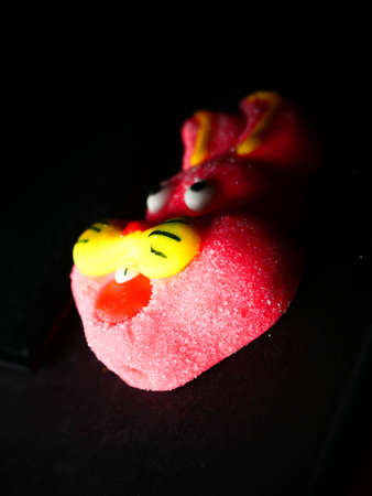 A closeup view of some festive Easter marshmallow treats. Rabbit.