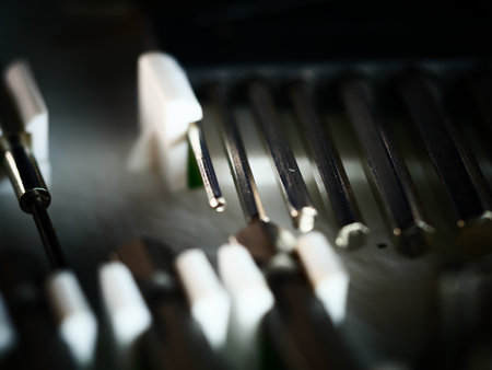 Display of tools shop marketing for home and auto repair. Selective focus. Macro.の写真素材